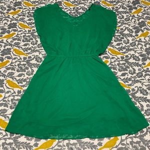 🍁 Express Green Chiffon Layered Mini Dress EUC M